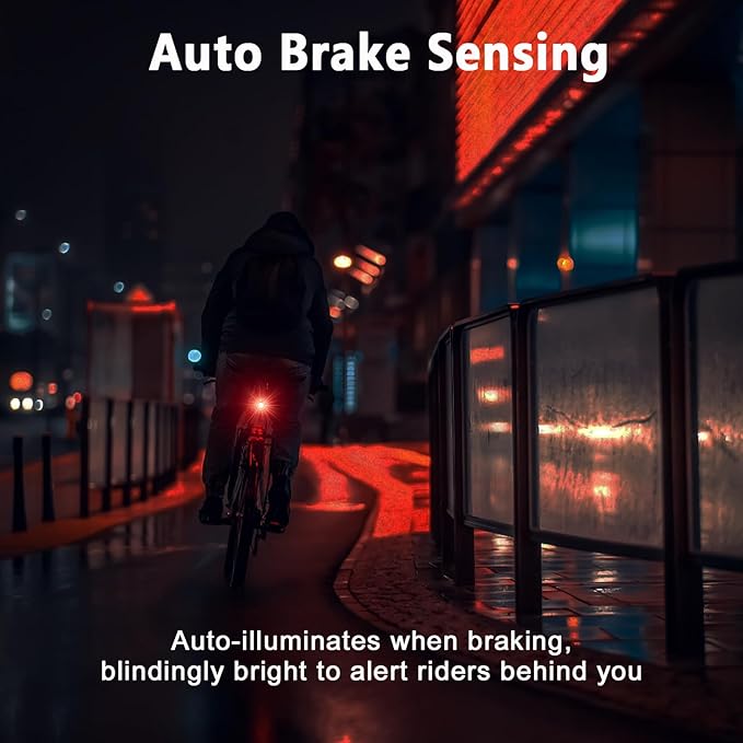Bike Turn Signals, Bicycle Tail Light with Turn Signals, Bike Tail Light USB Rechargeable with Horn, IP65 Waterproof Anti-Theft Alarm,6 Light Mode Auto On Off, for Bicycle, Ebike, Scooter