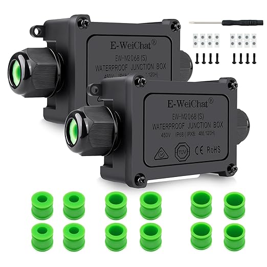 2 Pcs 2 Way IP68 Waterproof Junction Box, Outdoor/Underground Electrical Box for Street Lights, Buried Lamps, Lighting Connections