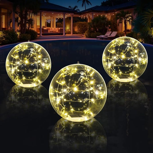 Askyli Floating Pool Lights Solar, IP68 Waterproof Floating Solar Pools Lights, Auto ON/Off Inflatable Pools Solars Light, 15" Inflatable Solars Pools Balls for Pool Pond Outdoor Decor (1Piece)