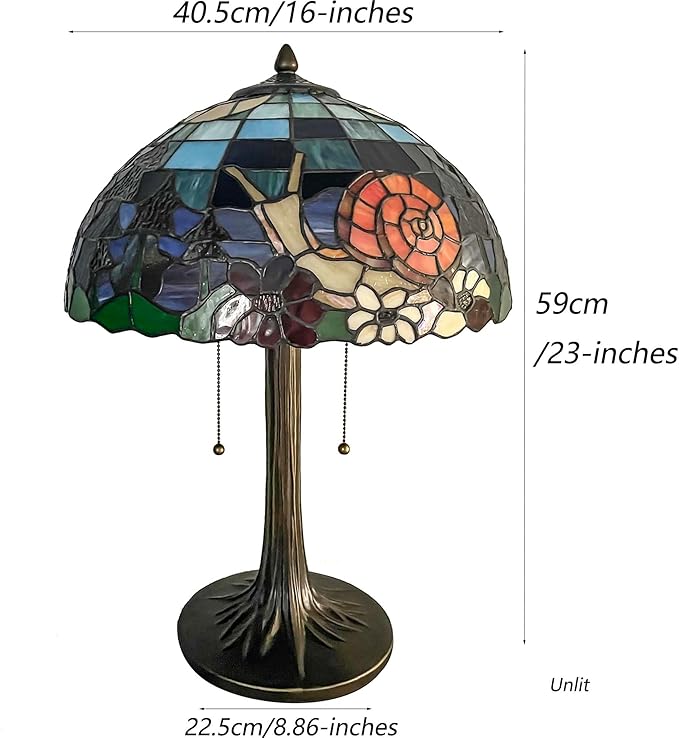 Bieye L13007 Land Snail Tiffany Style Stained Glass Table Lamp for Home Decoration (Orange, 16" W x 23" H)