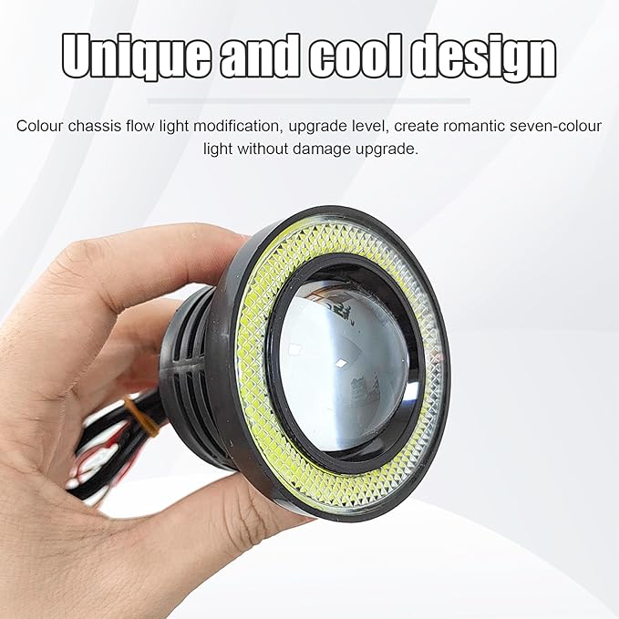 2 PCS Car Angel Eye Fog Light, 2.5'' Round COB LED Super Bright High Power Fog Angel Eye Projector with Halo Rings, Universal Vehicle DRL Daytime Driving Light Fog Lamp Bulbs (White)