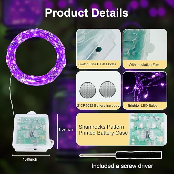 AIKEI 6 Pack LED Fairy Lights with Timer Battery Operated, Mini String Lights with Remote Waterproof 7ft 20 Led Firefly Starry Lighting for Wedding Party Bedroom Garden Christmas Decoration Purple