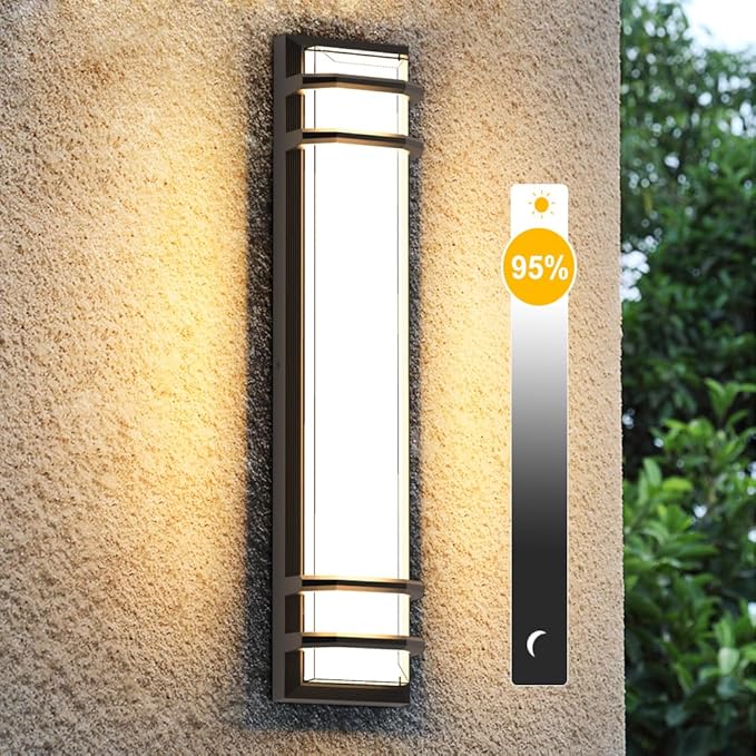 Sytmhoe 23.6in Exterior Wall Light Sconces,36w 3000K LED Dimmable Modern Porch & Patio Wall Light Fixture,Black Exterior Sconce Wall Mounted Lights for Garage Living Room Courtyard House(3000K)