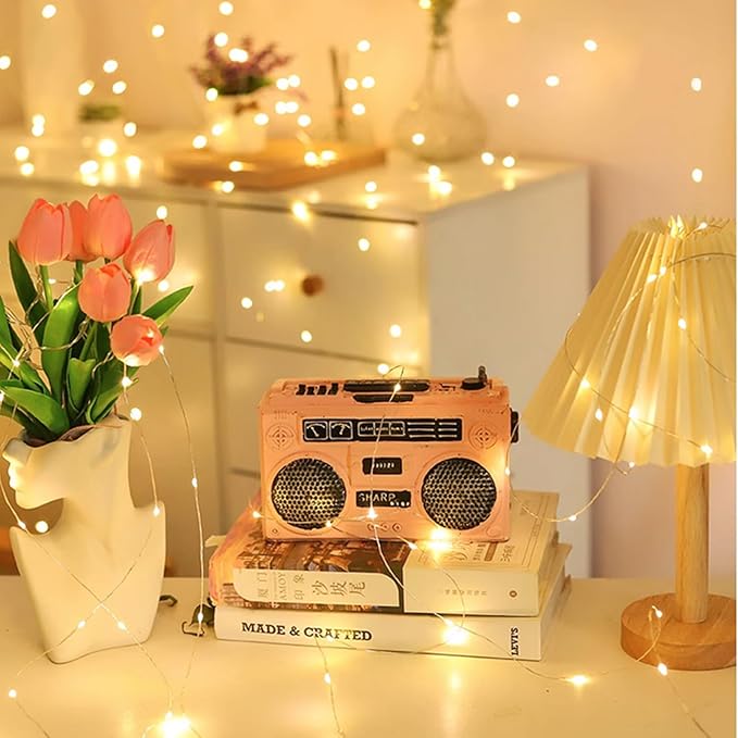 Warm White Fairy Lights Battery Operated, 3 Speed Modes, 7Ft 20 LED Mini Fairy String Lights, Waterproof Twinkle Firefly Fairy Lights for Bedroom DIY Wedding Christmas Halloween Decoration