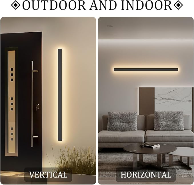 2 Pack 40Inch Long Outdoor LED Wall Lights 3000K Modern Exterior Wall Light Fixtures IP65 Waterproof for House Porch Courtyard