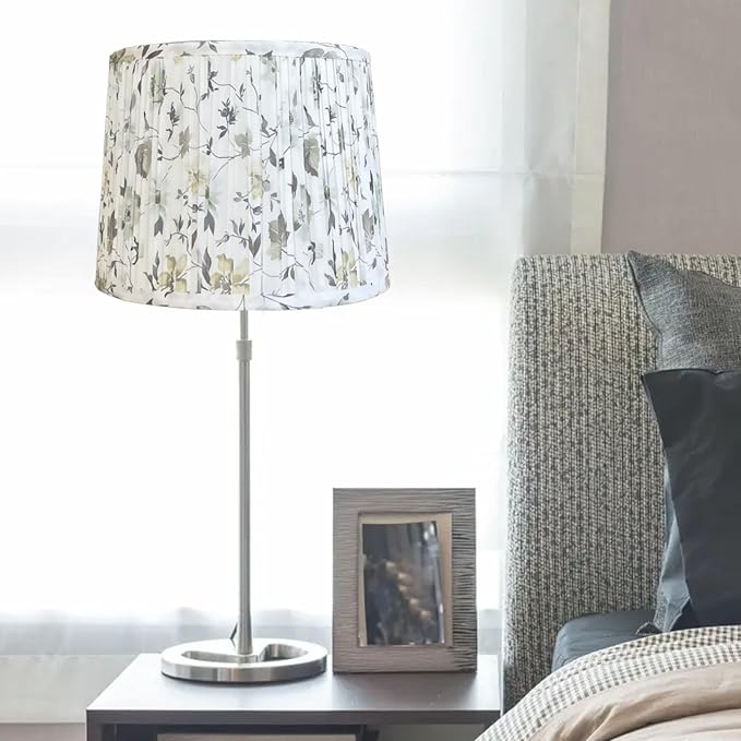 TOOTOO STAR Small Pleated Lamp Shades for table and floor lamps, 10.5" Top x12" Bottom x 9" High, Easy to Assemble, Replacement Print Drum Lampshades for Table Lamps & Bedside Lamps