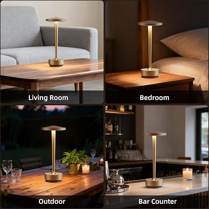2pack Rechargeable Cordless Table Lamp, LED Portable Powered LED Battery Light 6000mAh USB Desk Lamp, for Restaurants Outdoor (2pack Titanium)