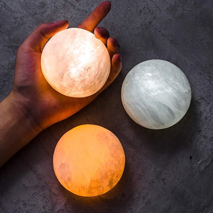 Selenite Lamp Hand Carved Stone Lamp Rechargeable Taplights Selenite Crystal Light with Dimmer (White/Warm/Yellow) for Bedroom Healing Natural Crystal Light (1 Piece, Round Taplight)