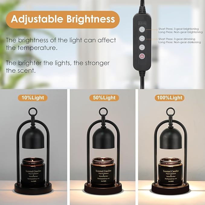 Candle Warmer Lamp with Timer, Electric Dimmable Candle Light Warmer, Wax Melt Warmer for Jar Candles, House Warming for Women, Teenage Girls