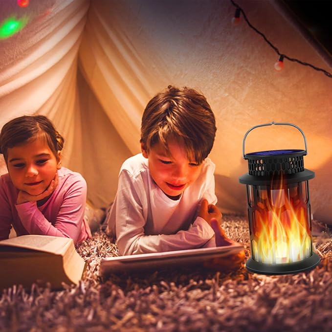 Sola Lanterns Outdoor Waterproof, Flickering Flame Hanging Solar Lanterns Solar Powered Wireless Lantern Decorative Lighting for Halloween Party,Patio,Garden,Yard,Pathway