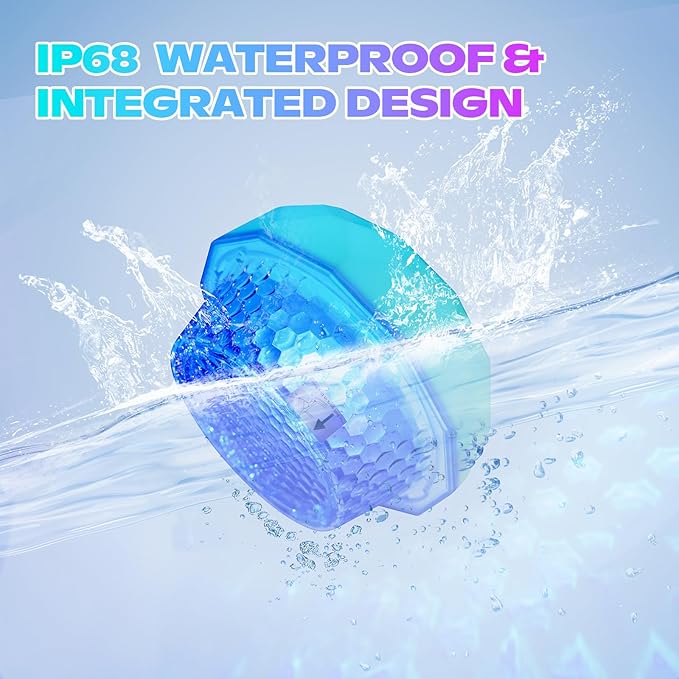 Floating Pool Light, Solar Rechargeable, Color-Changing IP68 Waterproof LED Solar Lights for Pools, Suitable for Garden Path and Party Decorations (1 Pack)