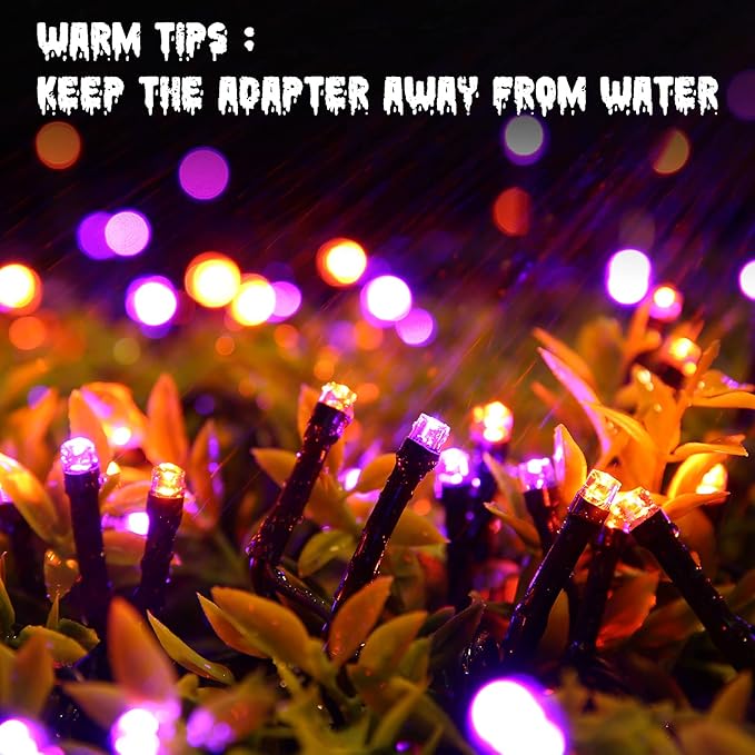 Orange and Purple Halloween Lights, 114ft 300 LED Connectable Halloween String Lights with 8 Modes, Waterproof Plug in Orange Purple Fairy Light for Party, Garden, Indoor Outdoor Spooky Decorations