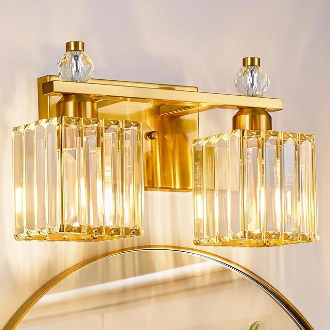 Gold Bathroom Vanity Lights Crystal Vanity Light Bathroom Lighting Fixtures 2 Light Modern Vanity Lighting Fixtures