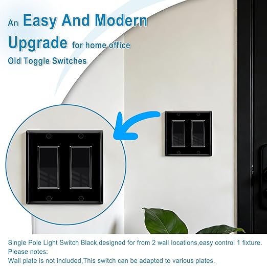 Greencycle Black Single Pole Rocker Light Switch,10PCS Paddle Light Switch 15 Amp,Sp Switches White,120V-277V AC,On/Off Wall Switches, Residential/Commercial Grade,Home & Office,UL/CUL