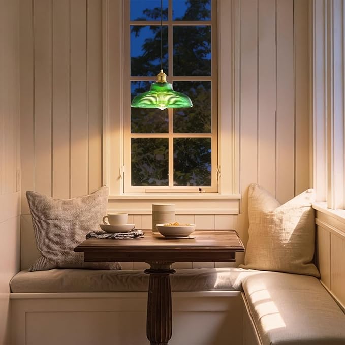 Plug in Pendant Light: Hanging Light Plug in Green Glass Hanging Lamp, Pendant Lighting for Kitchen Island, Bedroom, Dining Room, Living Room, No Bulb