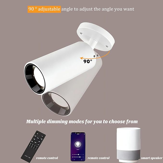 Dimmable Zoomable Spotlight for Ceiling & Wall, Adjustable Beam 10°-55°, Warm White 3000K, CRI 97 Flicker-Free LED Light for Art, Plants, Home Office
