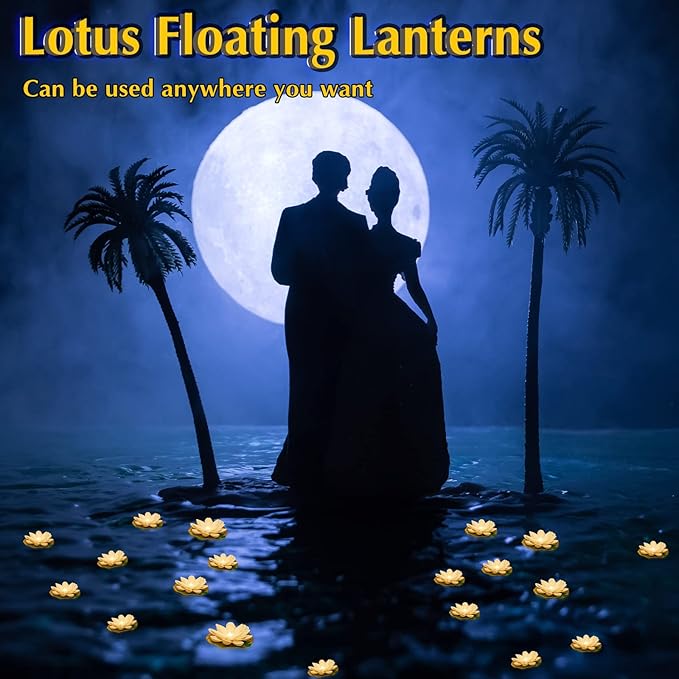 Hortsun 18 Pcs Floating Lotus Lights with Batteries Lily Pads Pool Flowers Floating Candles Decor Artificial Pond Plants Decorations for Pool Pond Outdoor Indoor (White,3.94/5.91 Inch)
