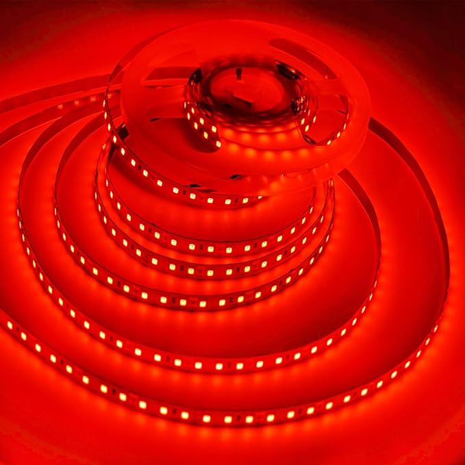 AC110-130V LED Strip Lights，Dimmable 10000LM 16.4ft/5m SMD 2835 600 LEDs Waterproof IP68 LED Lights Strip Ribbon, More Brightness Than Low Voltage LED Strip Lights (Red)