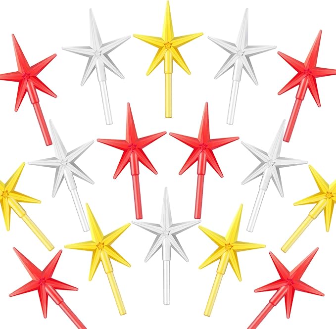 WILLBOND 30 Pieces Ceramic Christmas Tree Replacement Lights Ornaments Ceramic Christmas Stars Tree Topper Plastic Star Replacement Light Decorations, 3 Colors