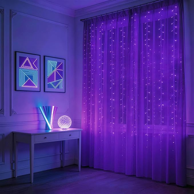 Solhice Black Light Curtain String Lights for Glow Party 10ft x10ft 306 LEDs, Blacklight with Remote Control for Halloween Bedroom Birthday Fluorescent Party Indoor Décor