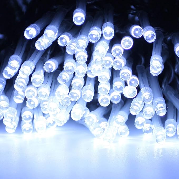 Extra-Long String Lights Outdoor Indoor, 300 LED Super Bright Christmas Lights Clear Wire, Waterproof 13 Modes Plug in Twinkle Fairy Light for Bedroom Party Wedding Garden Christmas (Cool White)