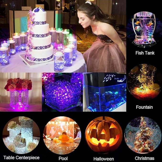 Mini Submersible LED Lights, Waterproof Small LED Tea Lights Candle with Remote Battery Operated,RGB Color Changing for Vase Home Party Wedding Table Centerpieces,10 Pack