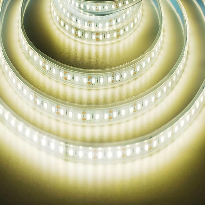 SUYOOULIN LED Strip Lights, 30000LM AC110V/120V 33ft/10m SMD 2835 1200 LEDs Light Strips Tube Waterproof IP67 LED Ribbon, 2 Times Brightness Than Low Voltage Strip Lights (Natural White 4000K)