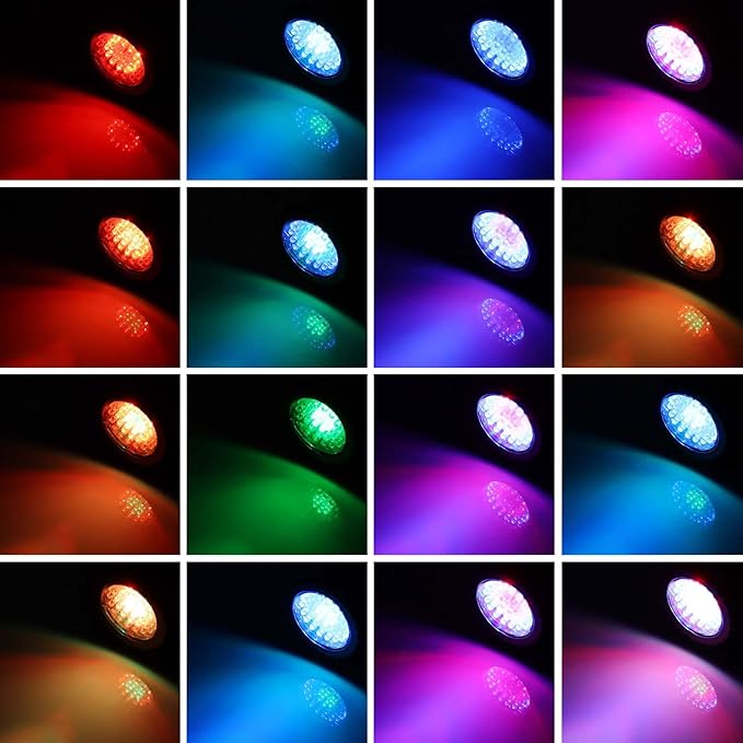 RGB Pond Light, Color Changing Fountain Lights Submersible Pond Lights, IP68 Waterproof Multi-Color Dimmable Used for Yard Spotlights Fish Pond Decoration (4 Lights)
