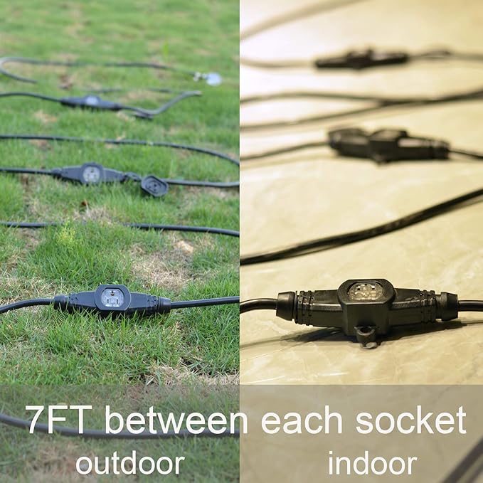 50FT 12 Gauge Outdoor Power Extension Cord,Seven Outlet Cable.Multiple Evenly-Spaced Plug Ideal for Landscaping Light,Stage Backlines,Holiday Decoration,Cord Splitter ETL Listed…