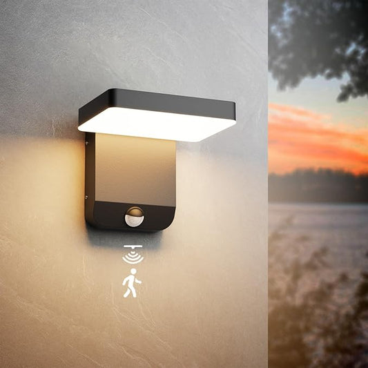 Motion Sensor Outdoor Light,Black LED 24W Exterior Motion Porch Light Modern Outdoor Wall Sconce IP65 Waterproof 3000K for House Garage