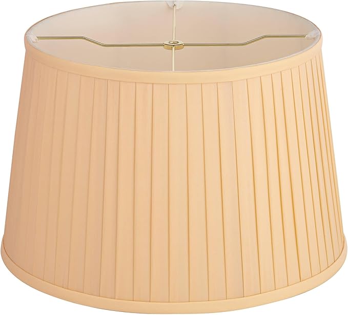 Mapo 14" Top x 17" Bottom x 11" High x 11" Slant Lamp Shade Replacement Large Yellow Drum Round Tapered Traditional Fabric Pleated Softback Washer Harp Finial - Springcrest