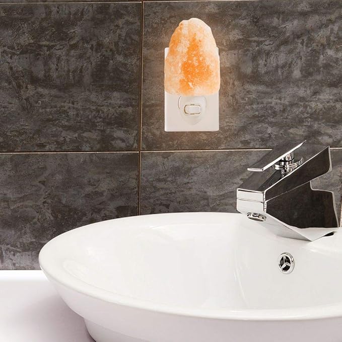 100% Natural Himalayan Night Light, Natural Cut Salt Stone with 360° Rotating Wall Plug, Includes Night Light Bulb, 2” Round x 3.9” H