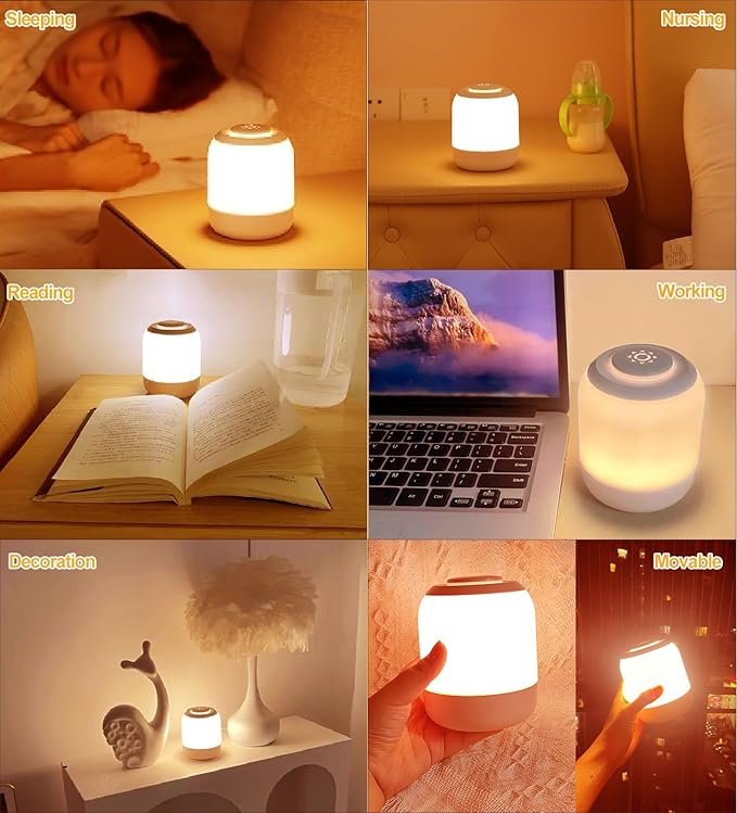 2 Pack Eye Caring Soft Night Light, Touch night light for Baby, Kids and Adults, Small Cute Bedside Lamp, 3 Colors, Dimmable, USB Rechargeable Warm Night Light for Bedrooms, Baby Nursery and Sleep Aid