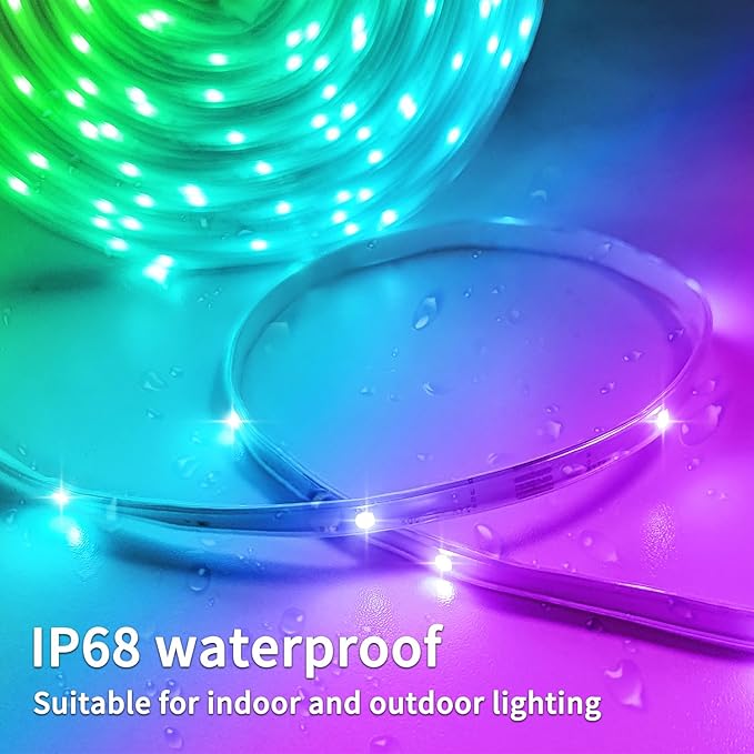 200ft Outdoor LED Strip Lights Waterproof,IP68 Waterproof Strip Lights with Remote,App Control Music Sync RGB Outdoor LED Rope Lights,LED Lights for Bedroom,Roof,Pool,Deck