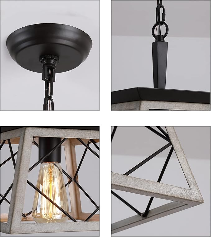 Q&S Farmhouse Dining Room Pendant Light Fixture,1-Light Industrial Hanging Lights for Hallway Entryway Patio Kitchen Island UL Listed