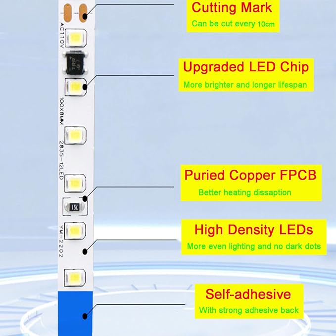 SUYOOULIN LED Strip Lights, 15000LM AC110V/120V 16.4ft/5m SMD 2835 600 LEDs Light Strips, High Voltage Flexible Waterproof IP44 LED Ribbon for Christmas Home Kitchen Indoor Decor(Warm White 3500K)