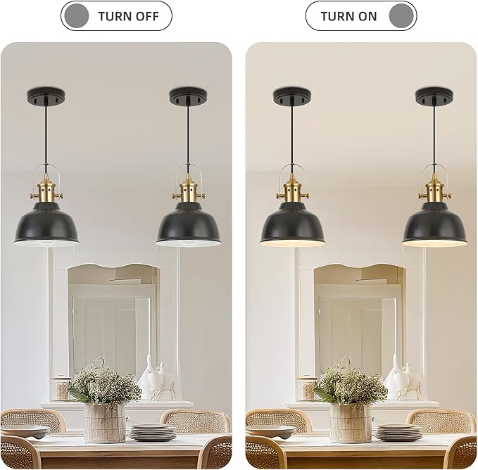 Farmhouse Small Pendant Lights, Black Pendant Lighting for Kitchen Island, lndustrial Adjustable Height Hanging Light for Barn, Dining Room, 1 Pack