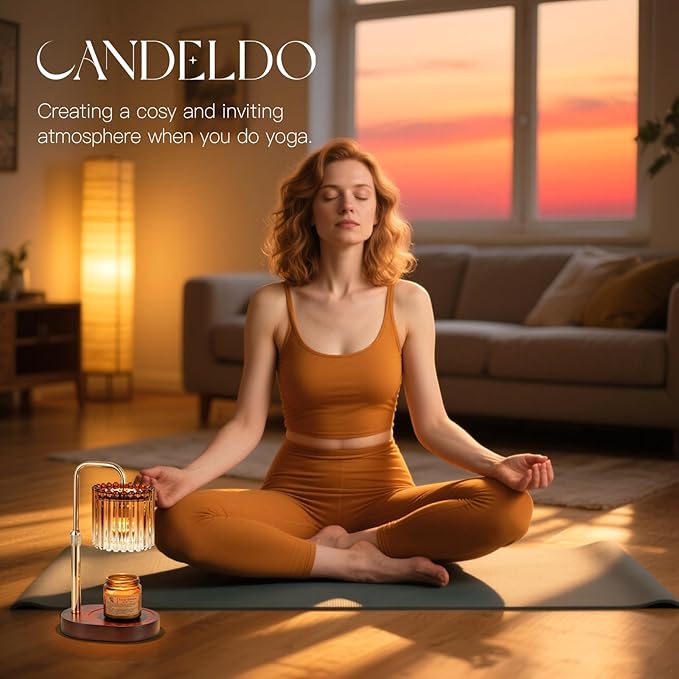 Candle Warmer Lamp with Timer: Amber Candle Warming Lamp with 2 Bulbs Height Adjustable Wax Melt Dimmable Bedroom Decor for Women