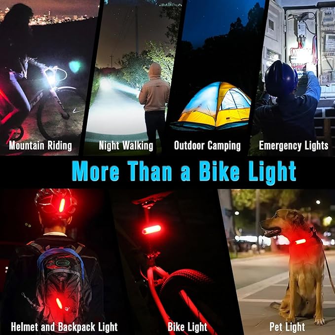 Super Bright Real 2000 Lumens Bike Lights for Night Riding,Rechargeable Bicycle Lights Front and Rear,Road Mountain Bike Headlight and Taillight,IP65 Waterproof Bicycle Headlight