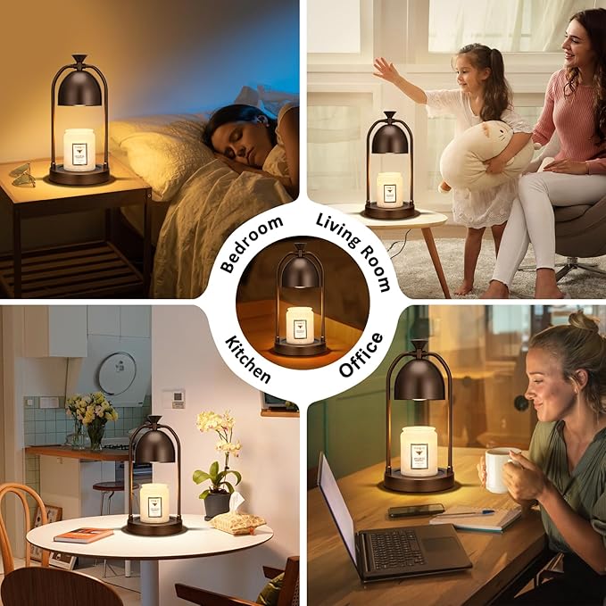 Brown Candle Warmer Lamp with Timer-Electric Candle Warmer Lamp for Bedroom Decor, Dimmable Candle Light Warmer