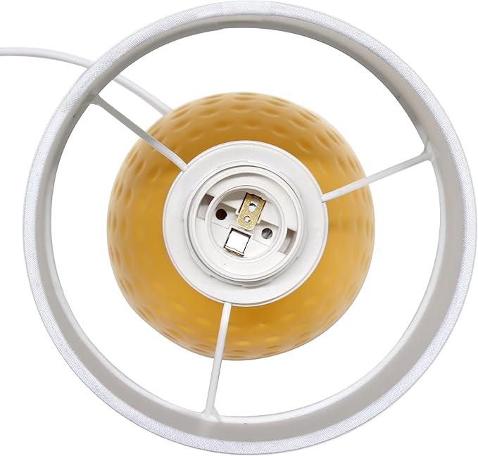 Simple Designs LT1161-YLW 12.5" Chic Glow Petite Dimpled Ceramic Table Lamp, for Bedroom, Office, Living Room, Stylish Spaces, Yellow