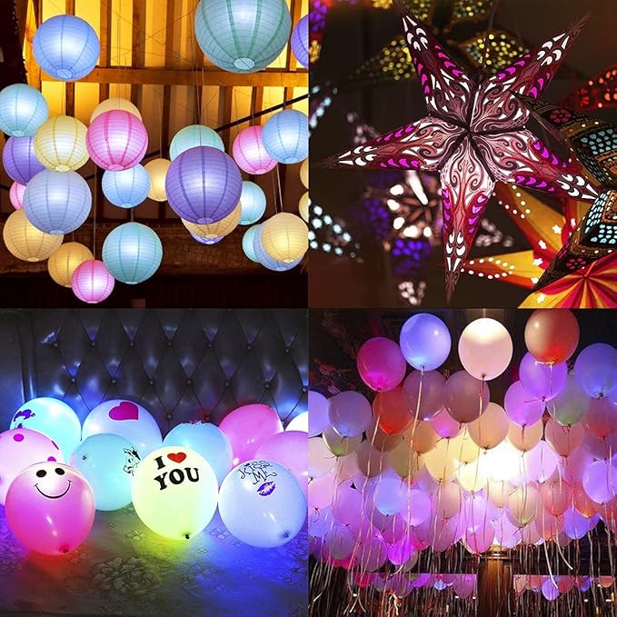 Paper Lantern Lights Battery Operated Hanging LED Lights Super Bright Easy Use Decorative Lighting for Outdoor/Indoor Wedding Camping Party Events Balloon Lanterns,Last 36 Hours(Pack of 12,Warm White)