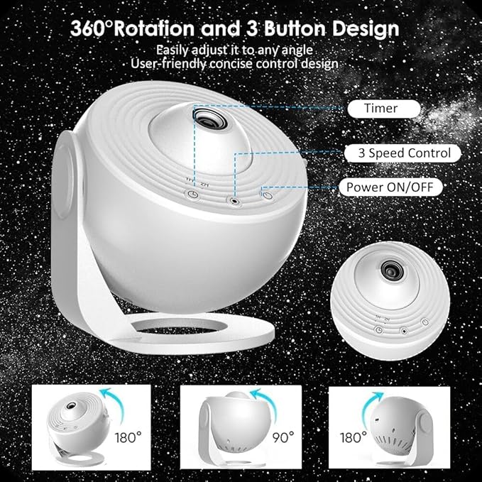 Planetarium Projector for Bedroom, Star Galaxy Light Projector with Nebula Milky Way, LED Night Light for Ceiling with Timer, Mood Lighting for Adults Kids Teens, Home Theater (White)