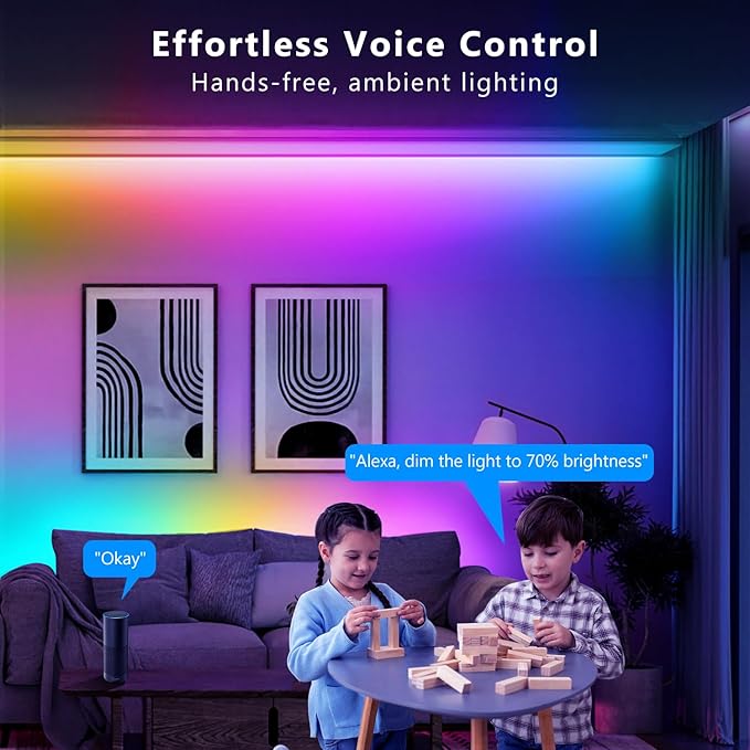 DAYBETTER 100ft Smart IC WiFi LED Strip Lights, Work with Alexa and Google Assistant, BGRIC LED Lights App Control Segmented DIY Multiple Colors, Color Changing Music Sync for Bedroom Decor (1 Roll)
