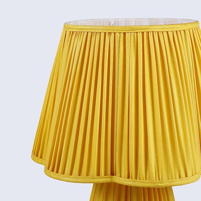 Handicrafts Home Handcrafted Satluj Silk Fabric Table Lamp, 16x21” Modern Farmhouse Accent Table Lamp, Decorative Dome Bedside Nightstand Lamp for Bedroom Living Room, Small Desk Light, Sunflower