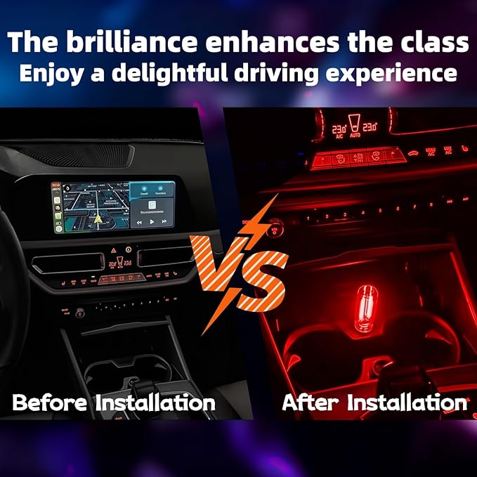 LED Car Interior Light, Touch Control USB Night Lamp, Retro Style Ambient Lighting for Auto, Bedroom, Desk (Red Light)
