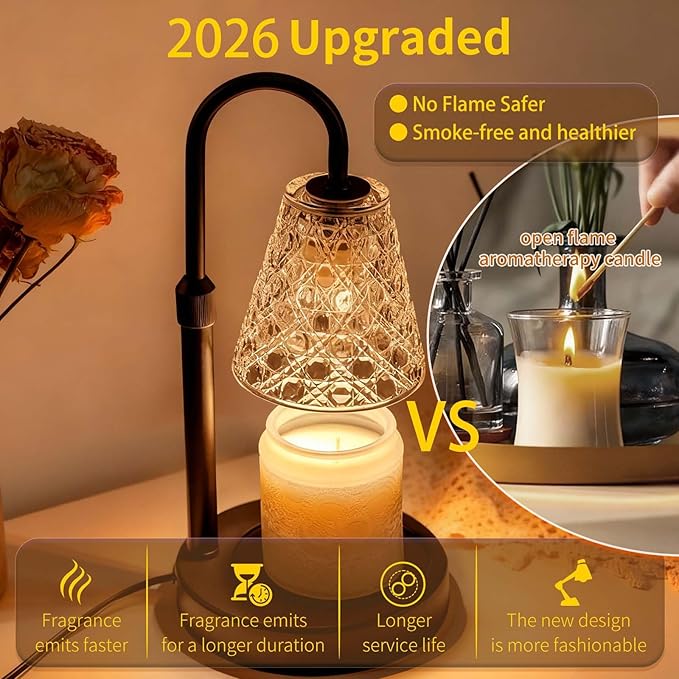 Candle Warmer Lamp with Timer Dimmable, Birthday Gifts for Her Women Mom, House Warming Gifts New Home Decor, Wax Melt Warmer with 2 Bulbs