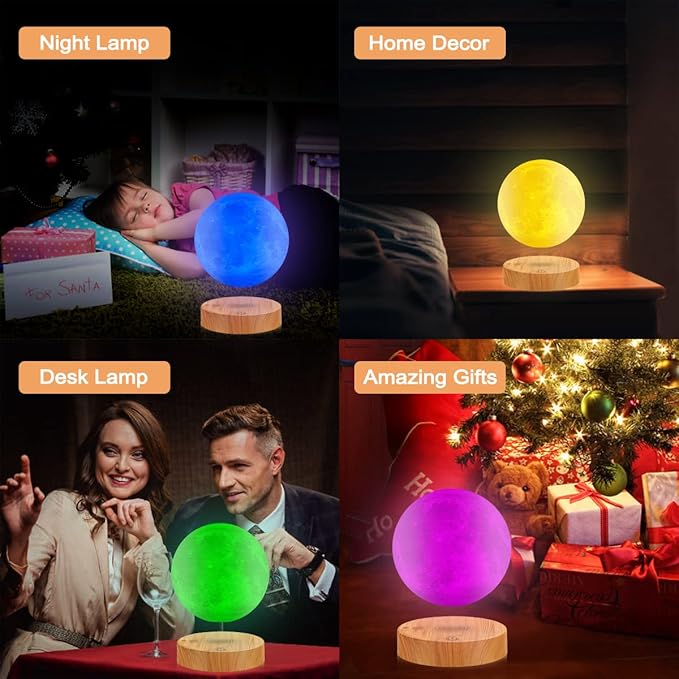 VGAzer Levitating Moon Lamp 5.9 Inch 16 Colors Moon Lamp 3D Moon LED Light with Remote Control for Unique Gifts,Room Decor,Night Light,Office Desk Toys