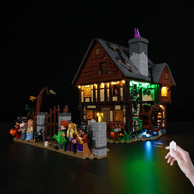 BrickSoul Upgrade Light Kit for Lego 21341 Hocus Pocus: Sanderson Sisters' Cottage Building Set | with ON/Off & Dimmer Switch & Hidden Cable Tech | Easy Install Lighting Set (21341 Set NOT Included)