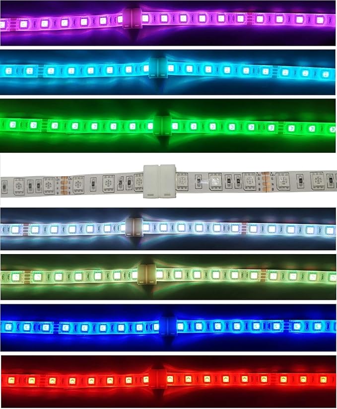 LED Strip Solderless Connector Adaptor for 10mm Wide 5050 RGB Waterproof Led Strip Light (4 Pin RGB Strip Connector), Pack of 10